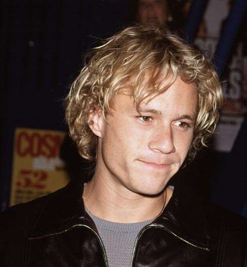 Heath Ledger long curly wavy blonde hair young